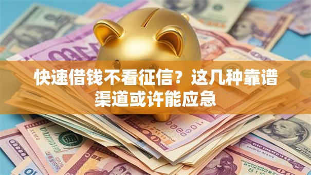 快速借钱不看征信？这几种靠谱渠道或许能应急