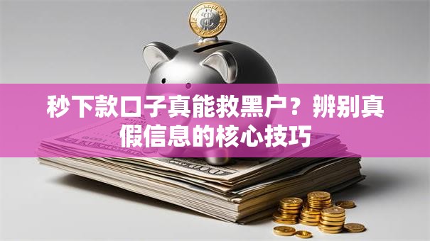 秒下款口子真能救黑户？辨别真假信息的核心技巧