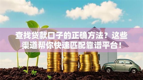 查找贷款口子的正确方法？这些渠道帮你快速匹配靠谱平台！