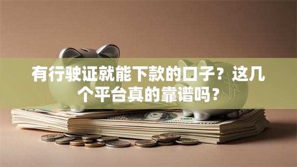 有行驶证就能下款的口子？这几个平台真的靠谱吗？