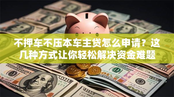不押车不压本车主贷怎么申请？这几种方式让你轻松解决资金难题