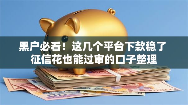 黑户必看！这几个平台下款稳了 征信花也能过审的口子整理