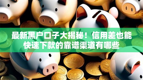 最新黑户口子大揭秘！信用差也能快速下款的靠谱渠道有哪些