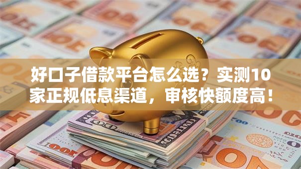 好口子借款平台怎么选？实测10家正规低息渠道，审核快额度高！