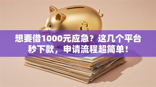 想要借1000元应急？这几个平台秒下款，申请流程超简单！