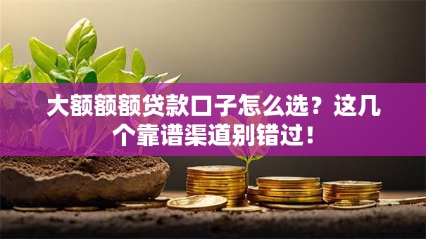 大额额额贷款口子怎么选？这几个靠谱渠道别错过！