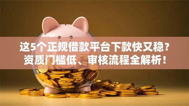 这5个正规借款平台下款快又稳？资质门槛低、审核流程全解析！