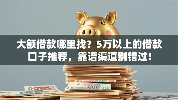 大额借款哪里找？5万以上的借款口子推荐，靠谱渠道别错过！