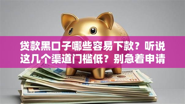 贷款黑口子哪些容易下款？听说这几个渠道门槛低？别急着申请先看风险！