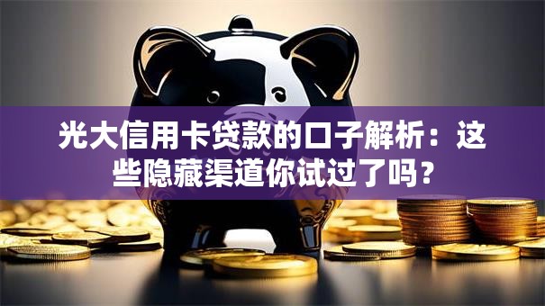 光大信用卡贷款的口子解析：这些隐藏渠道你试过了吗？