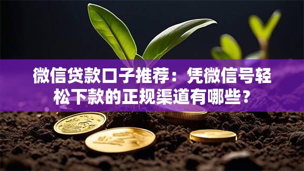 微信贷款口子推荐：凭微信号轻松下款的正规渠道有哪些？