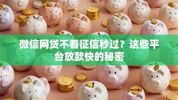 微信网贷不看征信秒过？这些平台放款快的秘密