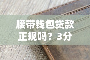 腰带钱包贷款正规吗？3分钟搞懂平台资质、利息陷阱和避坑技巧