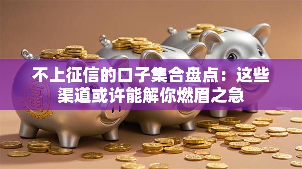 不上征信的口子集合盘点：这些渠道或许能解你燃眉之急