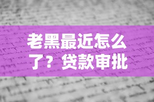 老黑最近怎么了？贷款审批被拒的真相与解决技巧