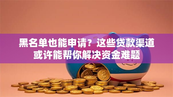 黑名单也能申请？这些贷款渠道或许能帮你解决资金难题