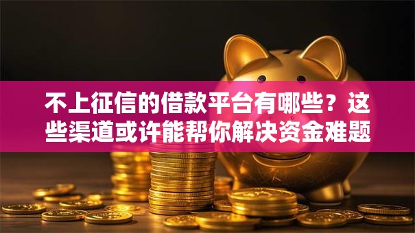 不上征信的借款平台有哪些？这些渠道或许能帮你解决资金难题