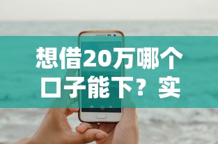 想借20万哪个口子能下？实测5个靠谱平台的选择诀窍