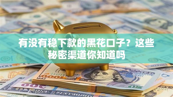 有没有稳下款的黑花口子？这些秘密渠道你知道吗