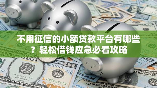 不用征信的小额贷款平台有哪些？轻松借钱应急必看攻略