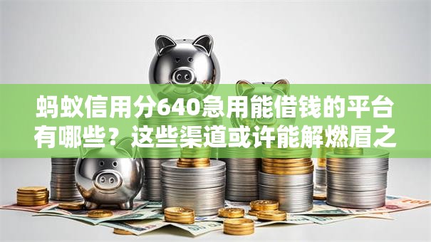蚂蚁信用分640急用能借钱的平台有哪些？这些渠道或许能解燃眉之急