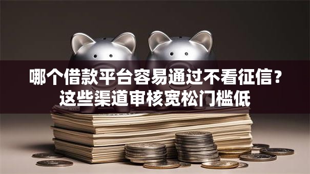 哪个借款平台容易通过不看征信？这些渠道审核宽松门槛低