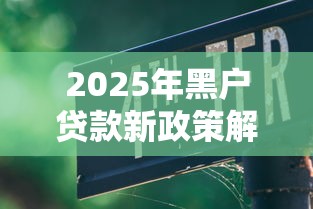 2025年黑户贷款新政策解析与合规申贷指南