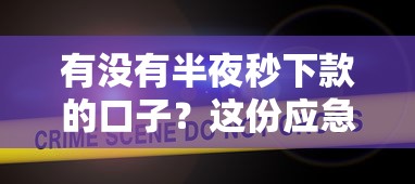 有没有半夜秒下款的口子？这份应急指南帮你解决资金难题