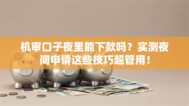 机审口子夜里能下款吗？实测夜间申请这些技巧超管用！