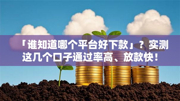 「谁知道哪个平台好下款」？实测这几个口子通过率高、放款快！