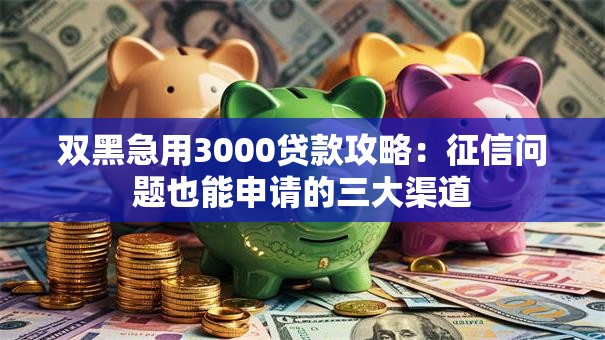 双黑急用3000贷款攻略：征信问题也能申请的三大渠道