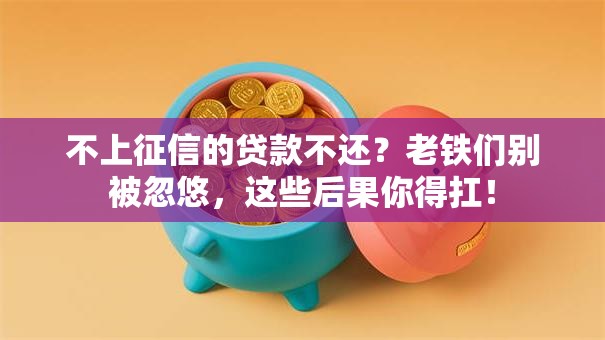 不上征信的贷款不还?老铁们别被忽悠,这些后果你得扛! 不上征信的贷款不还?老铁们别被忽悠,这些后果你得扛!