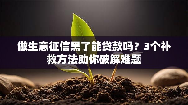 做生意征信黑了能贷款吗？3个补救方法助你破解难题