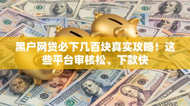 黑户网贷必下几百块真实攻略！这些平台审核松、下款快