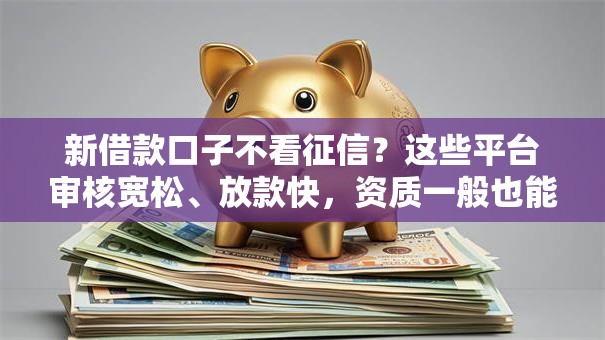 新借款口子不看征信？这些平台审核宽松、放款快，资质一般也能试试！