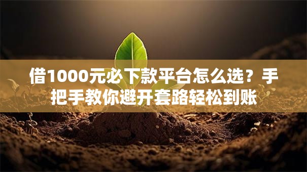 借1000元必下款平台怎么选？手把手教你避开套路轻松到账