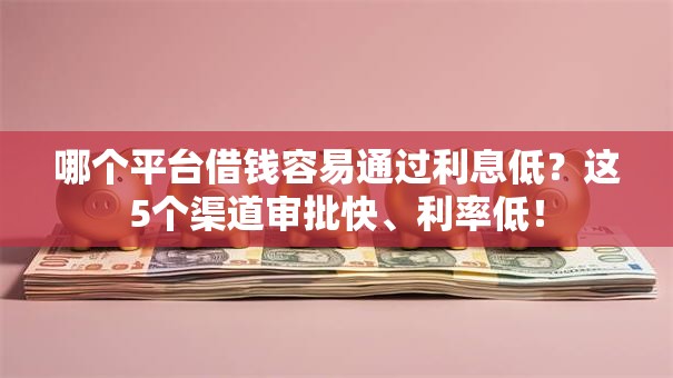 哪个平台借钱容易通过利息低？这5个渠道审批快、利率低！