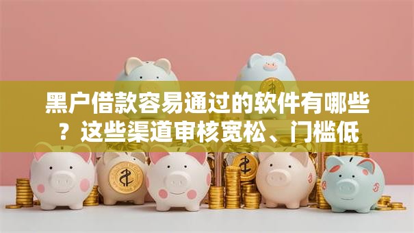 黑户借款容易通过的软件有哪些？这些渠道审核宽松、门槛低