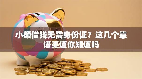小额借钱无需身份证？这几个靠谱渠道你知道吗