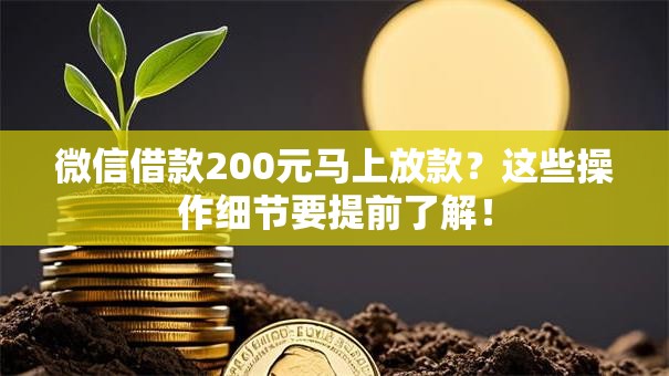 微信借款200元马上放款？这些操作细节要提前了解！