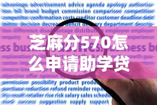 芝麻分570怎么申请助学贷款？低分助学攻略全解析