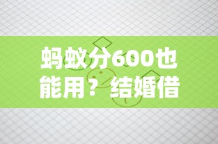 蚂蚁分600也能用？结婚借款平台实测清单来啦！