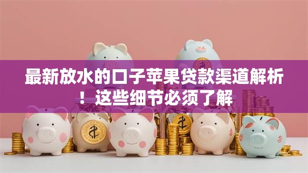 最新放水的口子苹果贷款渠道解析！这些细节必须了解