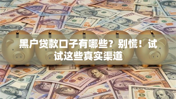 黑户贷款口子有哪些？别慌！试试这些真实渠道