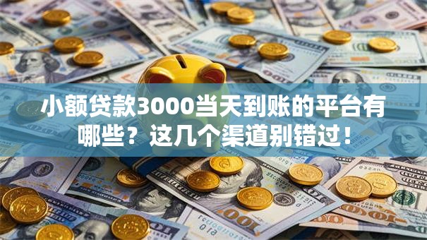 小额贷款3000当天到账的平台有哪些？这几个渠道别错过！
