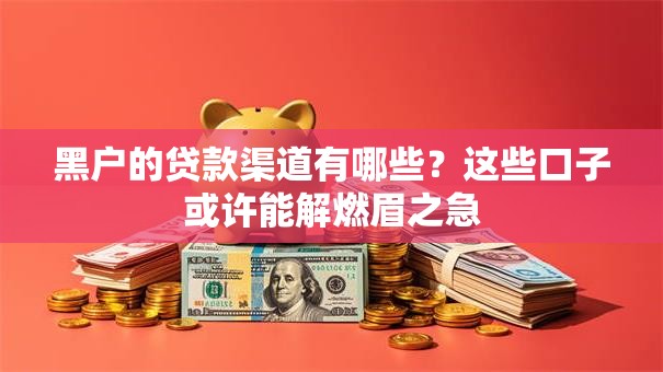 黑户的贷款渠道有哪些?这些口子或许能解燃眉之急 黑户的贷款渠道有哪些?这些口子或许能解燃眉之急