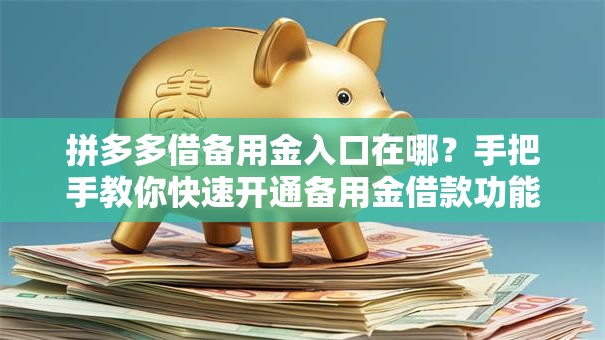拼多多借备用金入口在哪？手把手教你快速开通备用金借款功能！