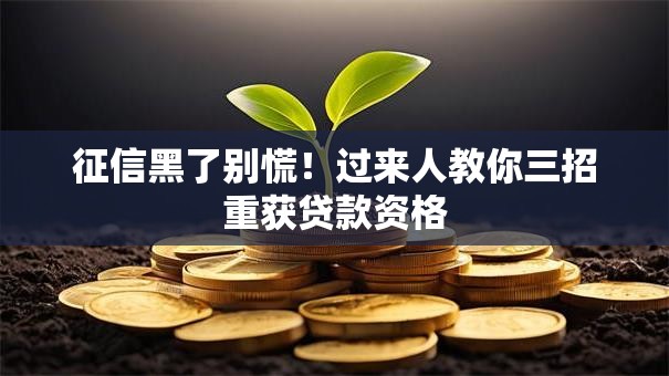 征信黑了别慌!过来人教你三招重获贷款资格 征信黑了别慌!过来人教你三招重获贷款资格