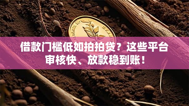 借款门槛低如拍拍贷？这些平台审核快、放款稳到账！