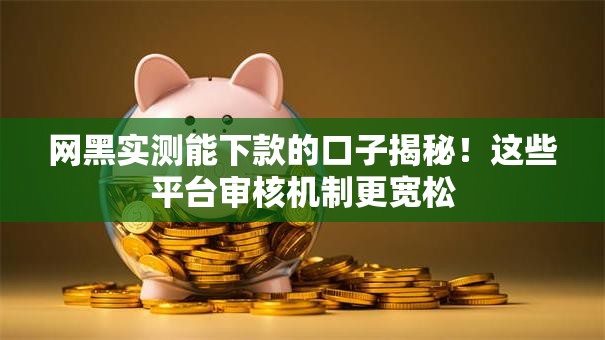 网黑实测能下款的口子揭秘！这些平台审核机制更宽松